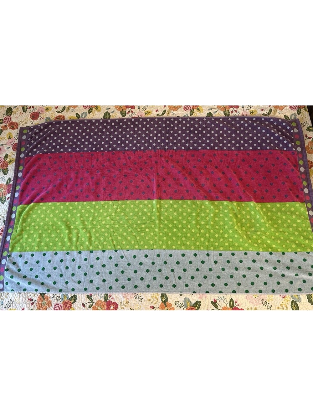 Members Mark Vibrant Polka Dot Beach Towel Striped 100% Cotton Beach Swim Pool